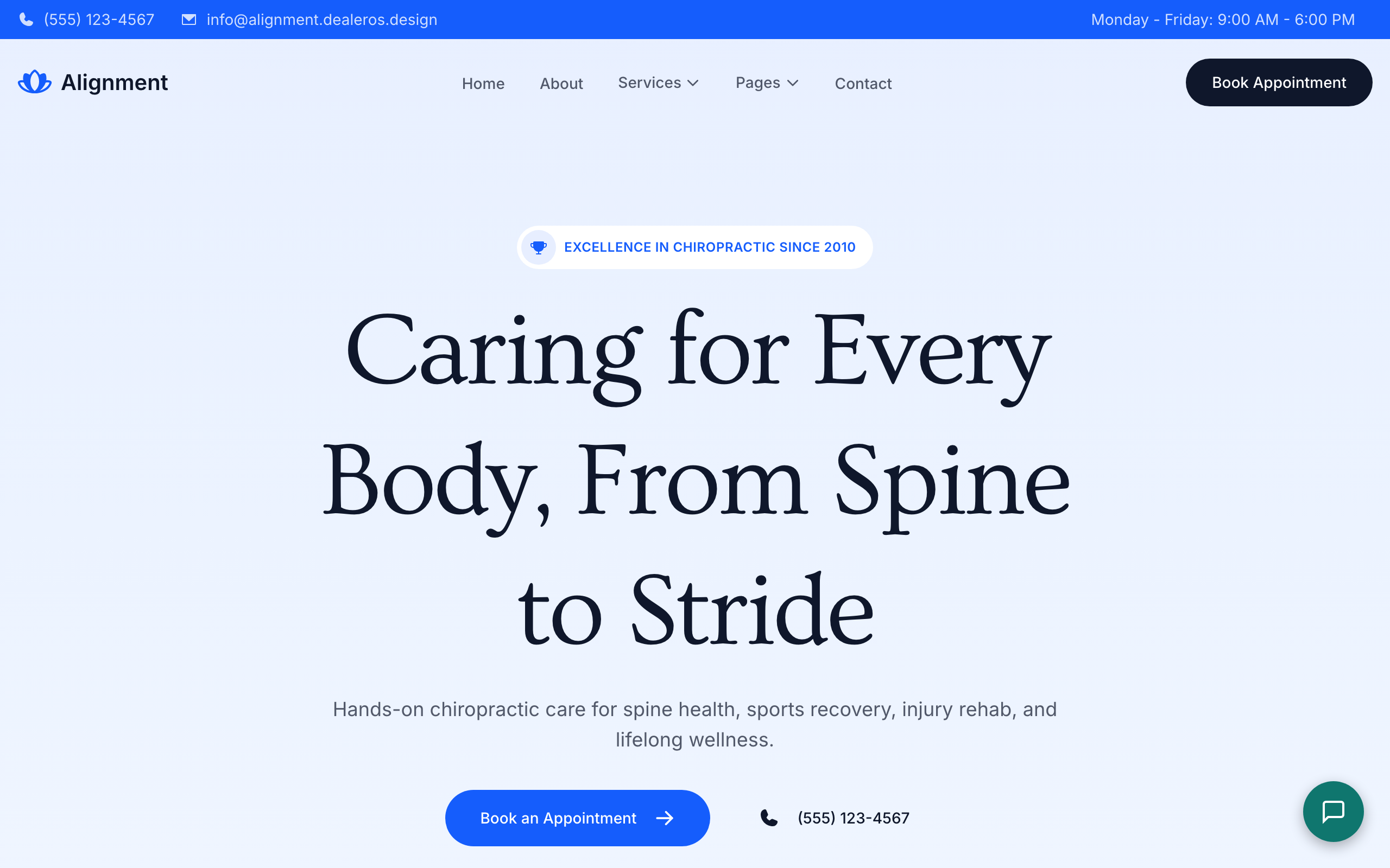 Alignment Chiropractic live site screenshot