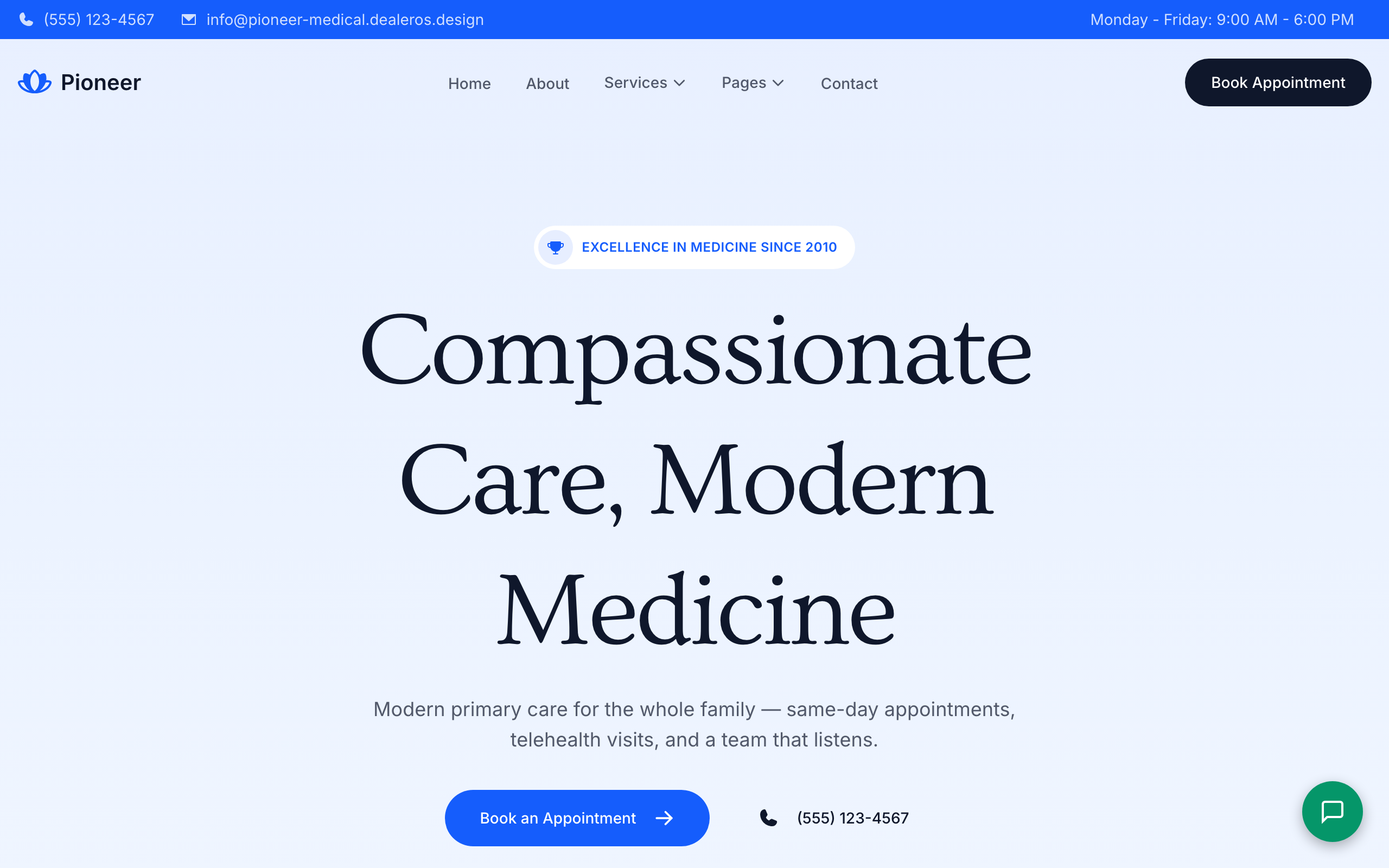 Pioneer Medical live site screenshot
