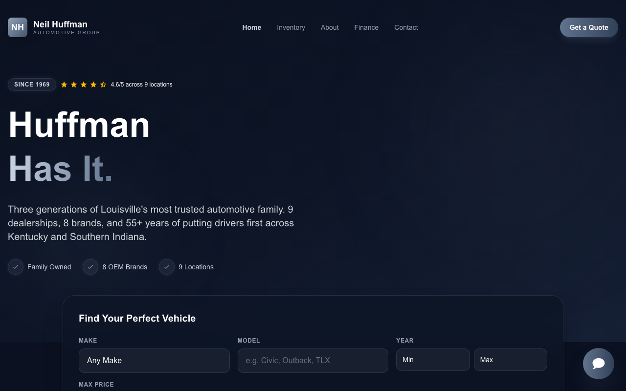 Neil Huffman Automotive live site screenshot
