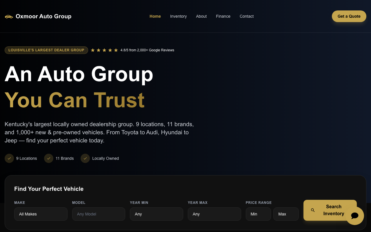 Oxmoor Auto Group live site screenshot