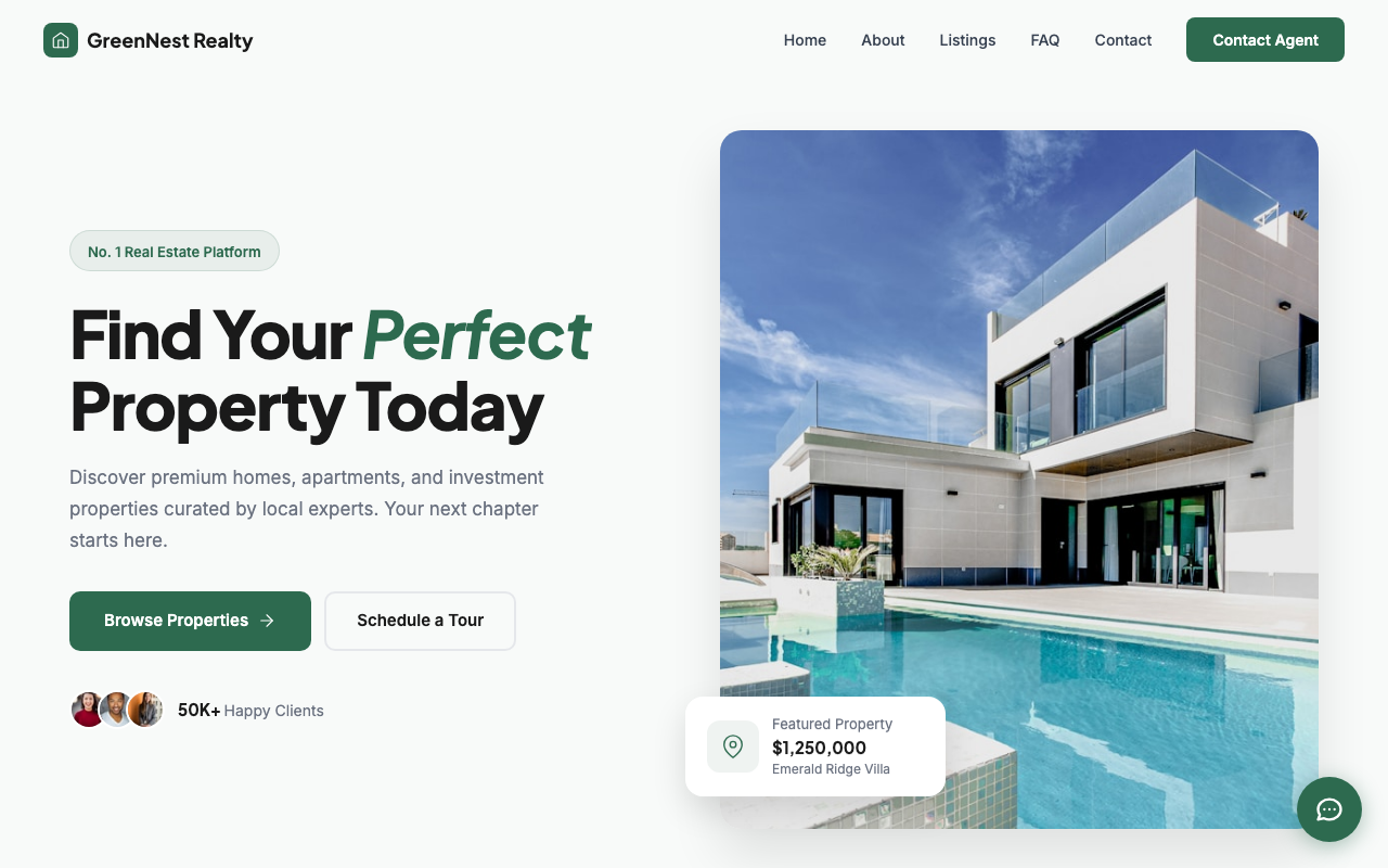 Real Estate Template live site screenshot