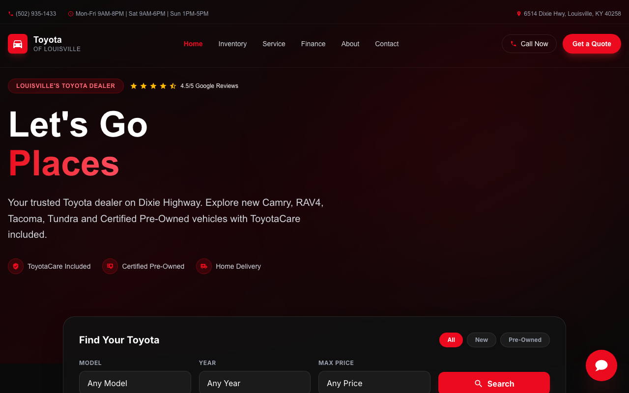 Toyota of Louisville live site screenshot
